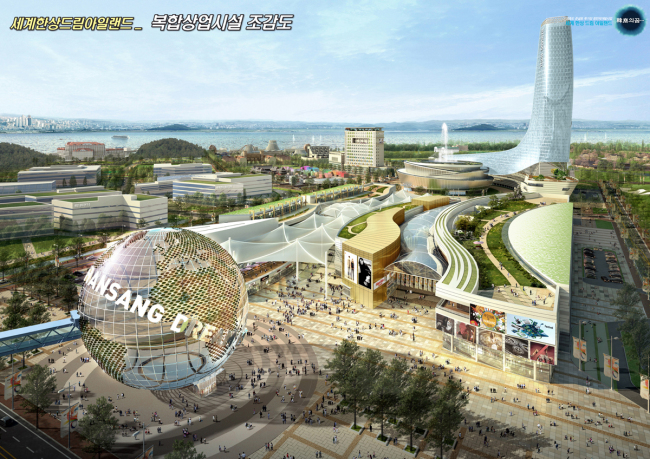 This aerial depiction of “Dream Island” shows the Ministry of Oceans and Fisheries’ 2 trillion won project to build a multipurpose commercial complex in Yeongjongdo, Incheon, by 2020. The ministry announced on Wednesday its official development plan which it expects to create 18,000 jobs and an economic ripple effect worth 27 trillion won.