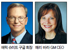 에릭슈미트(좌부터/EricSchmidt/기업인/구글회장),메리바라(MaryBarra/기업인/제너럴모터스수석부사장)
‘월가의 탐욕’이 IT 요람 실리콘 밸리와 자동차산업의 메카 디트로이트로 확산되고 있다.