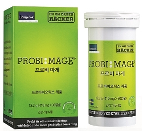 동국제약(대표 이영욱)은 프로바이오틱스 유산균 ‘프로비마게(PROBI MAGEㆍ사진)’를 스웨덴에서 도입해 13일 출시했다.
프로비마게는 세계적으로 우수성을 입증받은 ‘LP299V’ 유산균을 활용한 프로바이오틱스 제품으로, 스웨덴 프로비(PROBI) 사와 업무제휴를 통해 들여왔다. 이날부터 백화점 내 동국제약 건강기능식품 전문점 ‘네이처스 비타민샵’에서 판매된다. 출시를 기념해 매장방문 고객 대상으로 할인행사도 진행한다.
