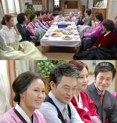 지난 16일 종영한 KBS 2TV 주말 드라마 ‘왕가네 식구들’에서는 모든 가족들이 웃으며 결말을 맞이했다. 이날 방송에서 모든 가족들은 노인 분장을 한 채 30년이 지난 모습을 공개했다. 이는 드라마 역사상 처음으로 타임 워프 설정이 등장한 것으로 왕광박(이윤지 분)의 환갑잔치에서 가족사진을 찍으며 화목한 모습을 드러냈다.