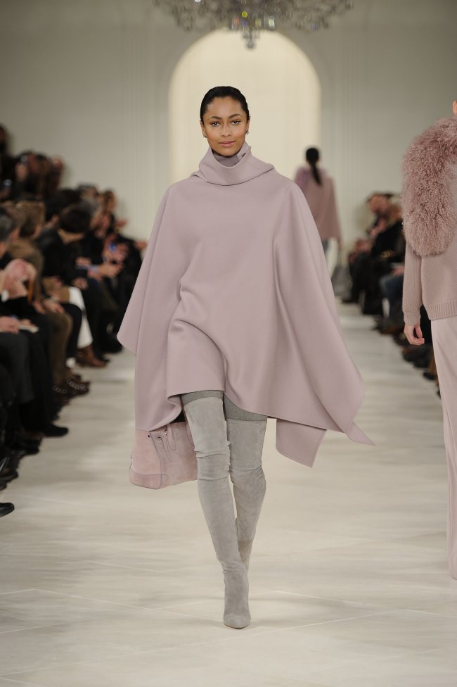 A model walks the runway in an outfit from the Ralph Lauren Collection at Mercedes-Benz Fashion Week in New York on Feb. 13. MCT