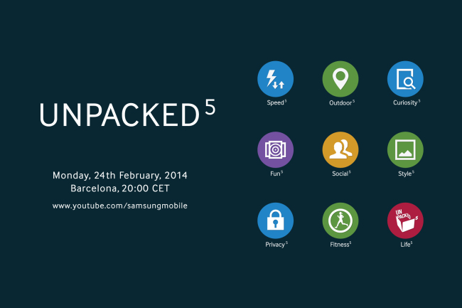 An image promoting Samsung Electronics’ “Unpacked” event to unveil the Galaxy S5.   Samsung Electronics