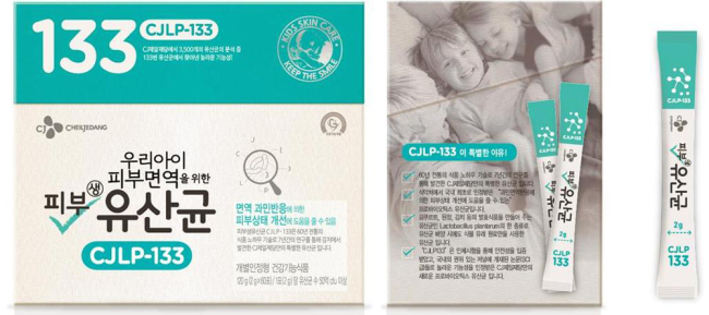 CJ제일제당은 올해 건강기능식품 ‘피부 생유산균 CJLP133’에 거는 기대가 크다. 이 제품은 면역물질의 과분비 조절을 통해 피부 가려움증을 개선하는 효능을 발휘하는 게 특징이다. ‘피부 생유산균 CJLP133’은 수백여개의 김치에서 분리한 3500개 유산균 분석을 통해 이 중 133번째 균인 ‘락토바실루스 플란타룸 CJLP133’에서 기능성을 입증받았다.
