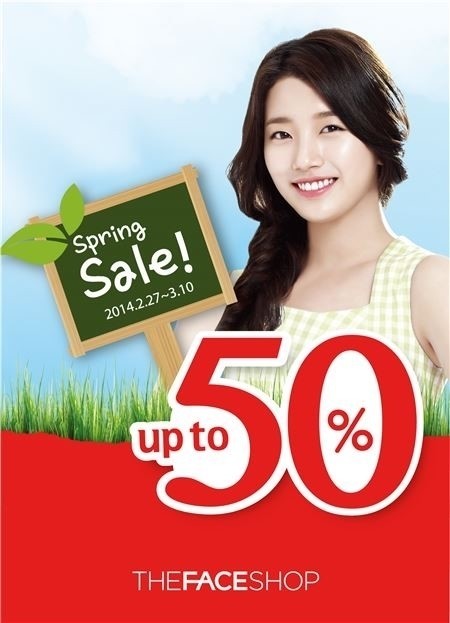 수지(배수지/가수/미쓰에이)
화장품 브랜드 더페이스샵이 봄 세일에 들어간다.