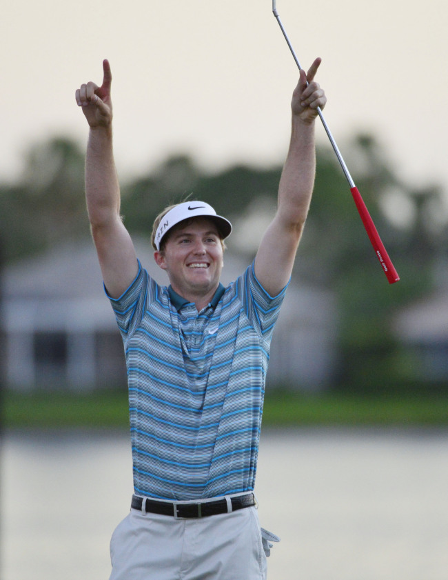 Russell Henley celebrates after winning the Honda Classic.   USA Today-Yonhap