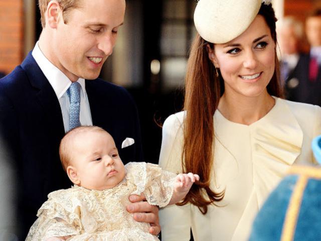Prince William and his wife Catherine with their son Prince George