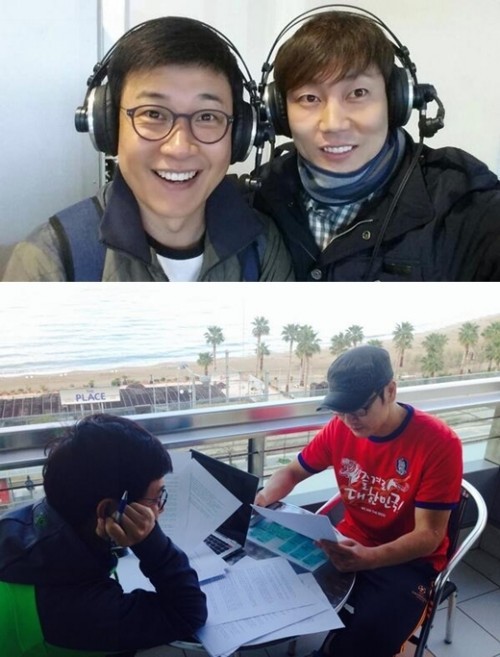 김성주(좌부터/MC/전아나운서),송종국(스포츠해설가/전축구선수/MBC해설위원)
김성주 캐스터와 전 국가대표 축구선수 출신 송종국 해설가가 한국 그리스 국가대표 평가전에 대한 인증샷을 공개했다.