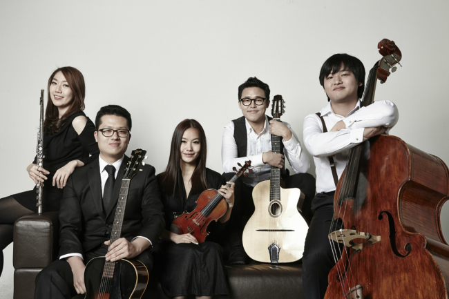 Gypsy jazz band La Vie est Belle.   Olympus Korea