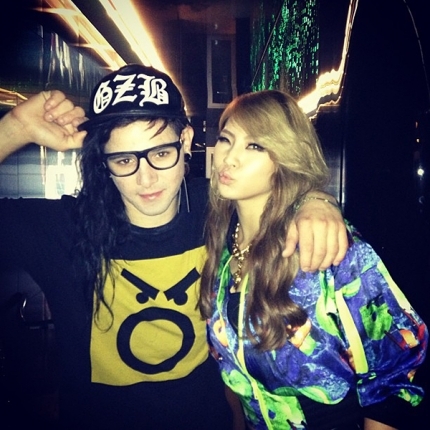 Skrillex (left) and CL.   CL Instagram /chaelin_cl
