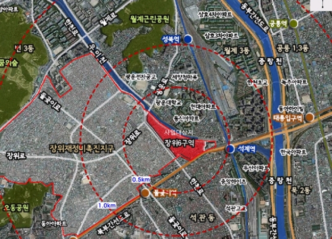 서울시는 지난 11일 건축위원회를 열어 성북구 장위뉴타운 6구역에 아파트 1637가구를 짓는 주택재개발정비사업계획안을 통과시켰다고 12일 밝혔다.
장위6구역은 장위동 25-55 일대 6만990㎡에 건폐율 21.5%, 용적률 265.11%를 적용받아 지하 3층~지상 33층 아파트 15개동 1673가구가 건립된다.