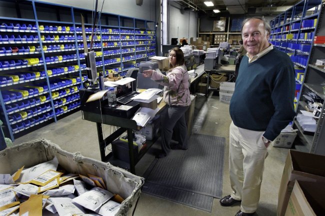 Doug Lane, president of Schwaab Inc., is photographed in the shipping area of the business in Milwaukee on March 11.   Milwaukee Journal Sentinel/MCT