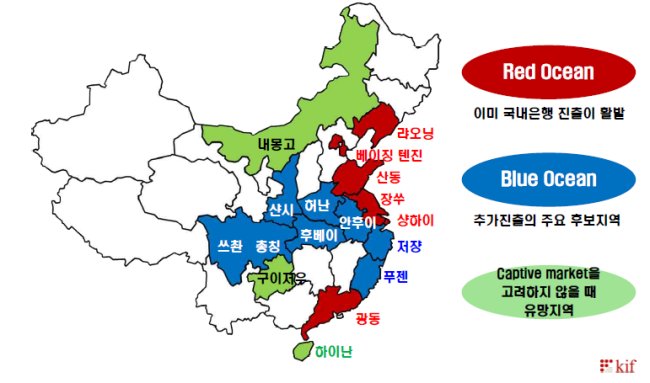 중국에 진출하려는 한국의 은행들은 시장규모와 접근성, 친화성 등 환경을 고려해 산시ㆍ쓰촨ㆍ푸젠 등 ‘블루오션’을 개척해야 한다는 분석이 나왔다.
지만수 한국금융연구원 연구위원은 26일 명동 은행회관에서 열린 기자간담회에서 ‘국내은행의 중국 비즈니스 현지화’를 주제로 이런 분석 결과를 제시했다.