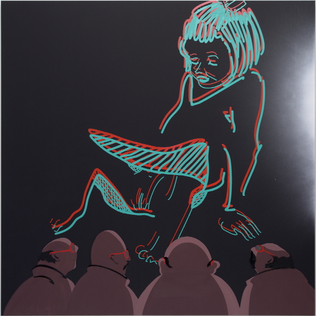 탈라 마다니 ‘3D Pussy with Projection Light’, 린넨에 오일, 200.7×199.9㎝, 2014. [사진제공=PKM갤러리]