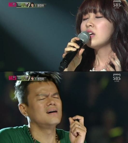 권진아(위부터/화제인물),박진영(가수/음악PD/JYP엔터테인먼트대표)
‘K팝스타3’ 심사위원으로 활약 중인 박진영이 TOP3에 진출한 권진아를 극찬했다.