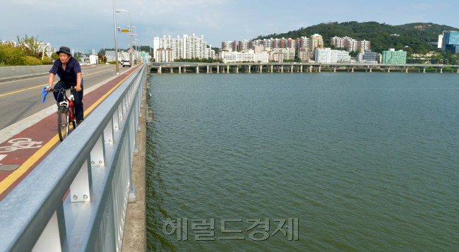 연일 계속되되느 폭염속에 팔당댐 녹조들이 한강으로 흘러 내려 오면서 한강 상류지역이 녹색 빛을 보이고 있다.<br />김명섭 기자 msiron@
연일 계속되되느 폭염속에 팔당댐 녹조들이 한강으로 흘러 내려 오면서 한강 상류지역이 녹색 빛을 보이고 있다.
김명섭 기자 msiron@