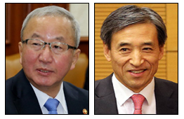 현오석(좌부터/장관/기획재정부장관부총리),이주열(한은총재/한국은행총재)
현오석 부총리 겸 기획재정부 장관이 2일 오후 한국은행을 방문해 이주열 총재와 면담한다. 정부의 경제사령탑이 한은을 직접 방문해 총재와 접견하는 것은 2009년 윤증현 전 기재부 장관 이후 5년만이다. 현 부총리의 한은 방문은 취임 이래 처음이다.