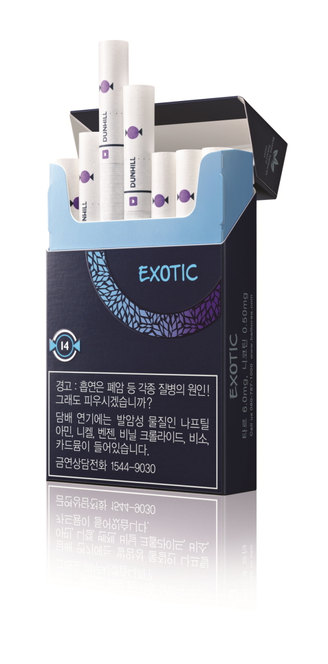 브리티쉬 아메리칸 토바코 코리아(BAT 코리아)가 오는 6일 캡슐이 장착된 포켓백 담배 ‘던힐 엑소틱(Dunhill EXOtIC)’을 던힐 브랜드 최초로 출시했다.