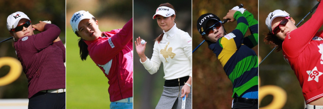 왼쪽부터 장하나, 김세영, 김하늘, 김효주, 전인지. 사진=KLPGA