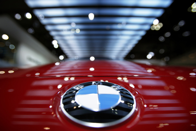 The BMW logo on the hood of a vehicle.   Bloomberg