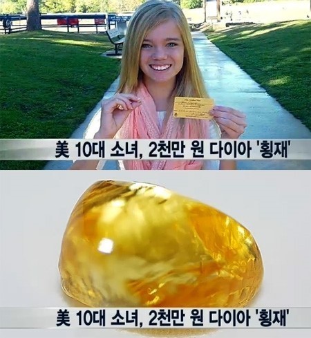 미국의 한 10대 소녀가 시가 2만 달러짜리 다이아몬드를 캐냈다는 소식이 전해져 누리꾼들 사이에 화제다.
지난 11일(현지시간) USA투데이를 비롯한 미국 매체들에 따르면 오클라호마시티에 사는 10대 소녀 태나 클라이머가 지난해 10월 아칸소주에 위치한 크레이터 오브 다이아몬드 주립공원에서 다이아몬드를 캤다.