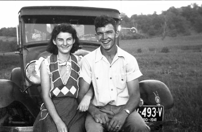 In this September 1941 photo provided by Dick Felumlee, Kenneth and Helen Felumlee pose for a photo nearly three years before their marriage in February 1944.   AP