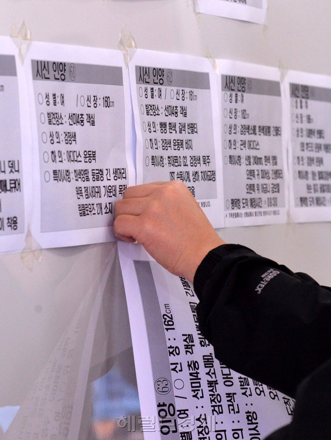 세월호가 침몰한지 6일째인 21일 오전 실종자 가족들이 진도신래체육관에 마련된 신원미상자 게시판을 보고 있다.<br />진도=이상섭 기자. babtong@heraldcorp.com 2014.04.21
세월호가 침몰한지 6일째인 21일 오전 실종자 가족들이 진도신래체육관에 마련된 신원미상자 게시판을 보고 있다.
진도=이상섭 기자. babtong@heraldcorp.com 2014.04.21
세월호가 침몰한지 6일째인 21일 오전 실종자 가족들이 진도신래체육관에 마련된 신원미상자 게시판을 보고 있다.
진도=이상섭 기자. babtong@heraldcorp.com 2014.04.21