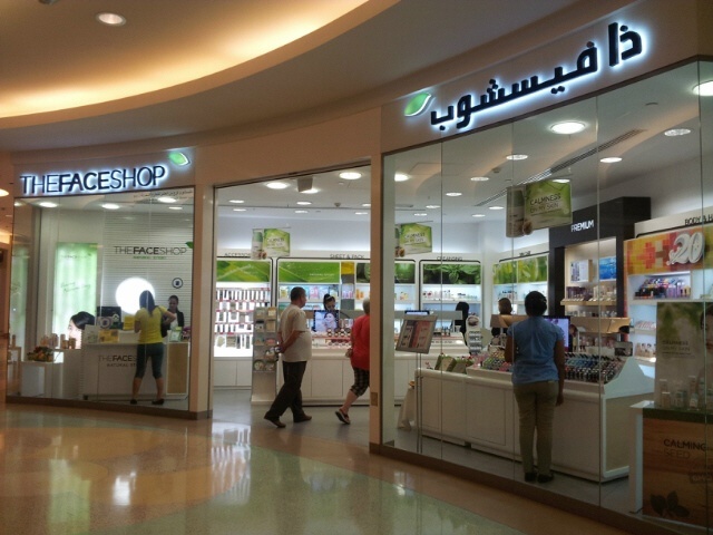 Customers browse for beauty products at a Dubai branch of The Face Shop.   The Face Shop