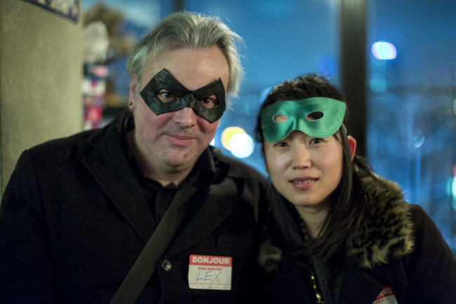 Lex Boutlier and his wife Jae-soon pose together during a Mardi Gras celebration in Seoul in February.