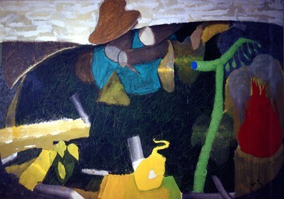황창배 무제 Untitled 1990, 한지에 혼합재료, 123x176cm 서울시립미술관 소장