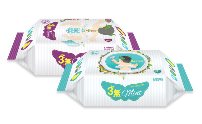 지난해 물티슈 시장에 뛰어든 아이에이커머스는 제품 이름을 유해성분이 없다는 뜻으로 ‘삼무(3無) 물티슈’<사진>라고 붙였다.