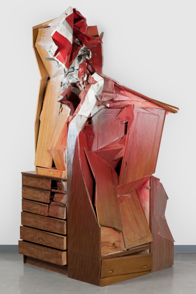 “Restoration of a Red Signboard Collected in Ishinomaki, Miyagi, Japan after the Great East Japan Earthquake and Tsunami.”   Arario Gallery