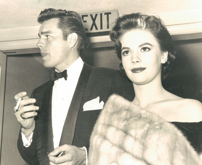 Natalie Wood with actor Robert Wagner in an image published in the Chicago Tribune on April 14, 1957.   MCT