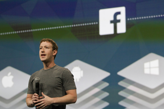 Mark Zuckerberg, chief executive officer of Facebook Inc., speaks during the Facebook F8 Developers Conference in San Francisco, California, Wednesday.   Bloomberg