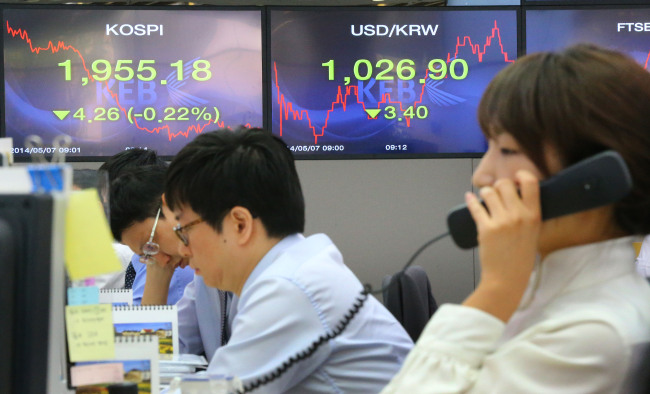 The Korean currency rose to its highest in more than five years against the U.S. dollar on Wednesday on the back of the greenback's weakness against major currencies and exporters' dollar sales from brisk exports.
The local currency closed at 1,022.50 won against the greenback, up 7.8 won from the previous session's close.
It marked the highest level since Aug. 7, 2008 when the local currency hit 1,016.50 won per the dollar.