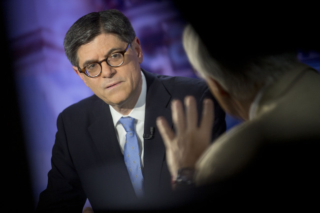 U.S. Treasury Secretary Jacob J. Lew listens to a question during a Bloomberg Television interview in Washington, D.C., Friday.   Bloomberg