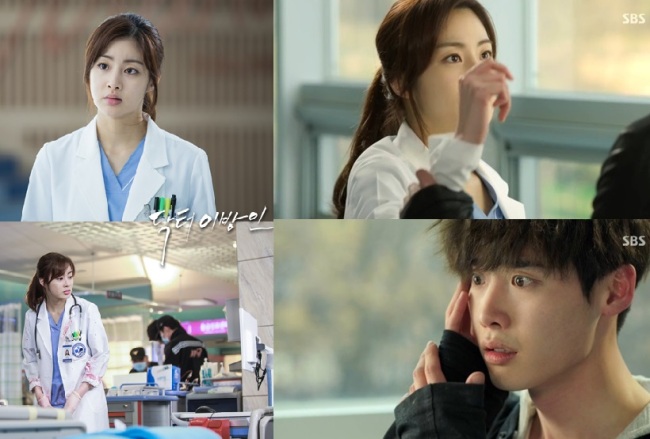 Kang So-ra and Lee Jong-suk have their first encounter in the third episode of SBS meical show "Doctor Stranger." (SBS)