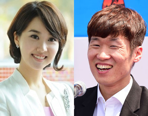 김민지(좌부터/아나운서/SBS),박지성(축구선수/PSV아인트호벤미드필더)
김민지 전 SBS 아나운서가 연인 박지성의 은퇴 발표와 관련해 심경을 밝혔다.