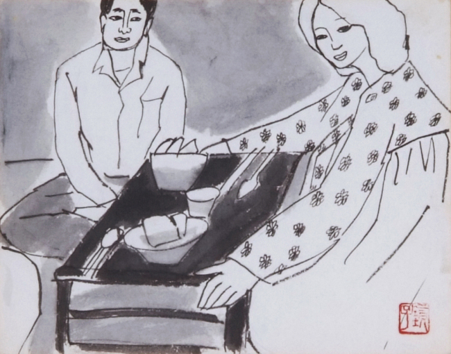천경자(1924~), 삽화, 종이에 수묵, 14x18cm, 시작가 500만원