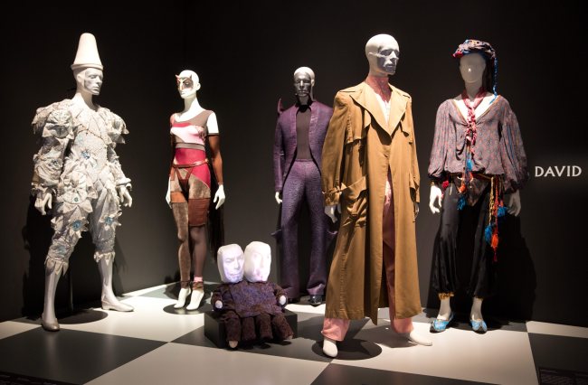 Costumes worn by British musician David Bowie are on display at the ‘David Bowie’ exhibition in the Martin-Gropius-Bau venue in Berlin, Germany, May 19.   EPA-Yonhap
