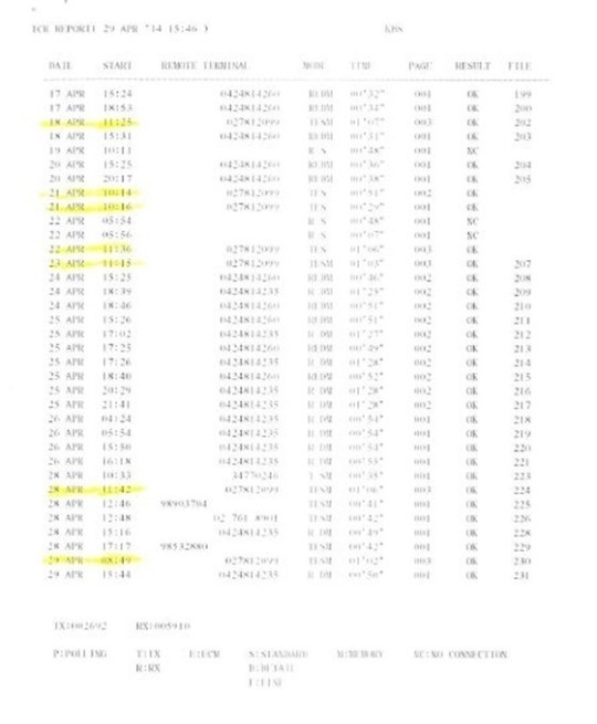 KBS 기자협회가 제공한 보도본부 내 디지털뉴스국의 팩스 송신 내역
