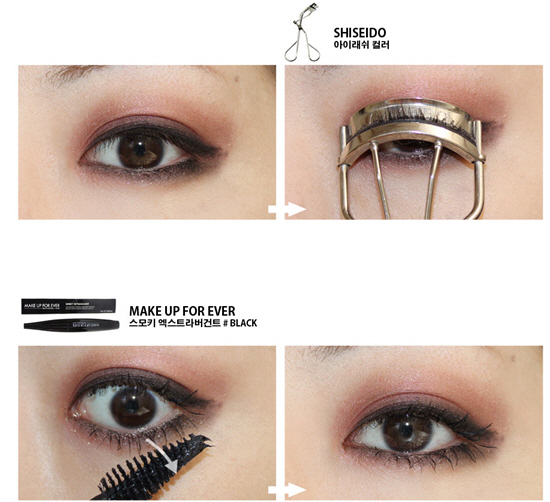 Curl your lashes with an eyelash curler and apply mascara. If the first coat of mascara is dried, coat it a second time for fuller and longer lashes to complete the look.