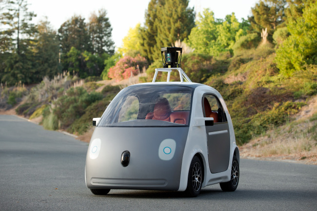 This image provided by Google shows a very early version of Google’s prototype self-driving car.    AP-Yonhap
