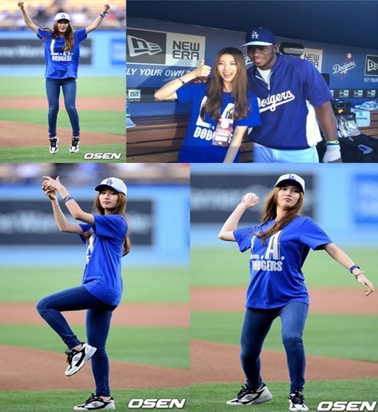 ▲수지 LA 다저스 시구 동영상 류현진