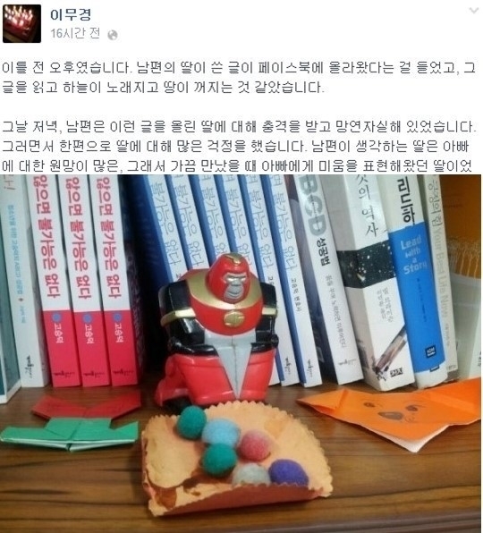 ▲지방선거 D-1 고승덕후보 기자회견 고승덕 딸의 글 고승덕 부인 이무경 글 (사진=이무경 SNS)