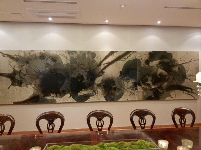 Indonesian artist Arin Dwihartanto Sunaryo’s three-panel “Volcanic Ash” (2012).   Philip Iglauer/ The Korea Herald