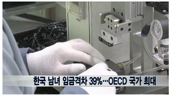 ▲한국 남녀 임금격차(사진=뉴스Y 캡처)