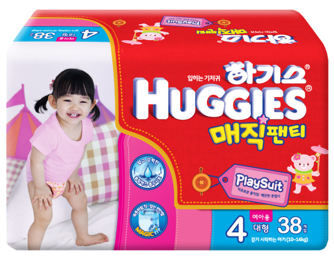 생활용품기업 유한킴벌리(대표 최규복)는 ‘자유로운 움직임. 매끈한 옷맵시’를 모토로 한 팬티 기저귀 ‘하기스 매직팬티 플레이수트’를 출시했다고 12일 밝혔다.
매직팬티 플레이수트는 돌 전후로 움직임이 더욱 활발해지는 아기의 특성과 체형을 감안해 활동성을 최대화했다.