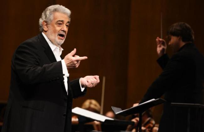 Tenor Placido Domingo performs at the Dorothy Chandler Pavilion in Los Angeles on June 7, 2013.   AP