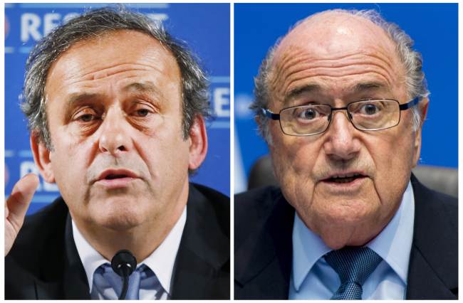 UEFA President Michel Platini (left) and the FIFA President Sepp Blatter.     AFP-Yonhap