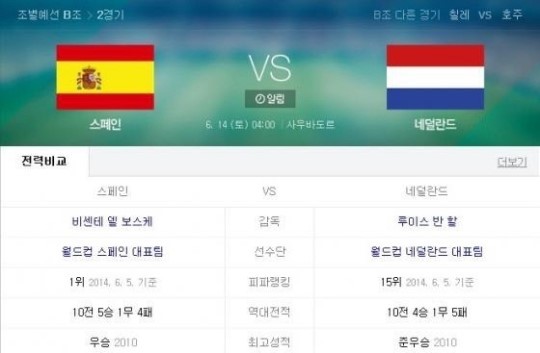 ▲스페인 네덜란드(사진=네이버 캡처)